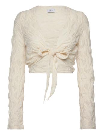 Enspeed Ls Tie Tee 7044 Tops Crop Tops Long-sleeved Crop Tops Cream Envii