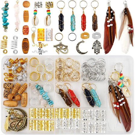 150 st/set Natursten Gråsten Fjäder Aluminiumfolie Håraccessoarer