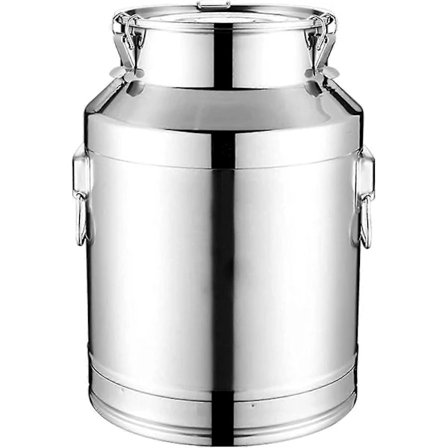 {PL}Ruostumattomasta teräksestä valmistettu maitokannu elintarvikkeille - Koko L, kestävä säilytys- ja kuljetusastia tiiviillä kannella