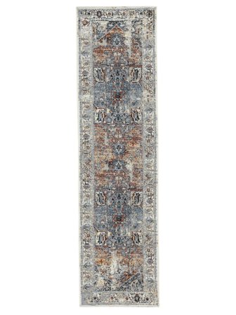 Innen-/Outdoor-Teppich Medaillon Waschbar Klein Celia - Blau/Mehrfarbig 80X300 Im Klassischen Stil