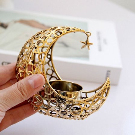 Eid Dekorationsljusstake Måneformad Ljusstake