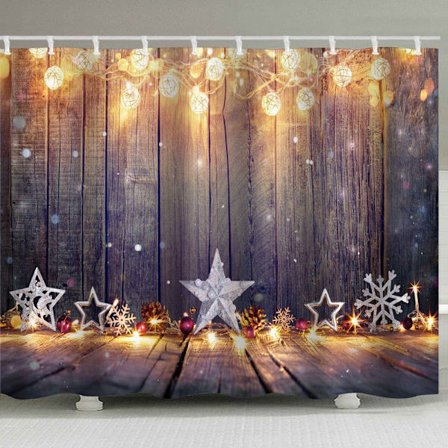 180cmx190cm Jouluaiheinen suihkuverho, joulu-uudenvuoden teema, kangasverho kylpyhuoneeseen, jossa koukut 4)