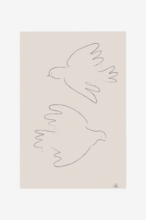 Pelcasa - Plakat Two Doves - Beige - Posters - Fra Homeroom