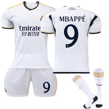 23-24 Real Madrid Hjemme Barn Fotballdrakt Kit Nr. 9 Mbappe-Xin Adult M
