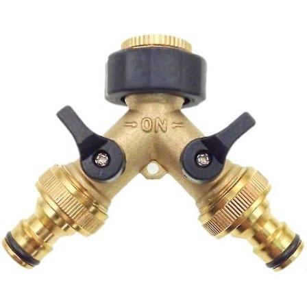 Messing 2-vejs Hanekobling Adapter Dobbelt Hanekobling Havehane Adapter