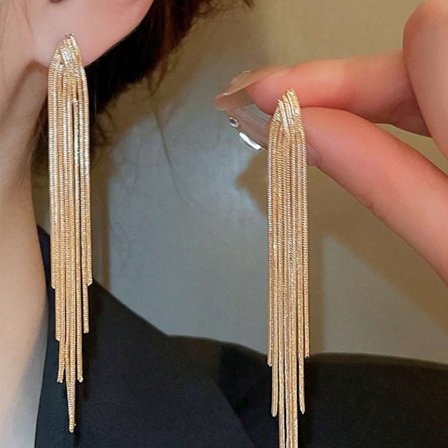 Par Simple Minimalistisk Overdrevet Design Lange Kvaster Øreringe Egnet til Daglig Brug, til Teenagere