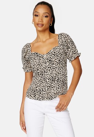 BUBBLEROOM Violie puff sleeve blouse Beige / Black Klær
