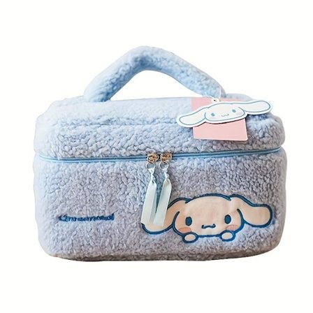 Sanrio Teddy Plys Stor Kapacitet Kosmetik Opbevaringspose, Tegneserie Chic Blød Rejse Makeup Taske, Premium Følelse med Lynlås til Kvinder, Piger [DB]