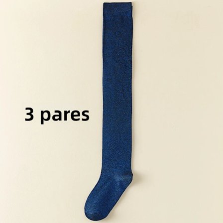 par blå; Størrelse: One Size - 3 par skinnende sølvfarvede knæstrømper til kvinder, fashionable tynde lange tights til efterår og vinter 7