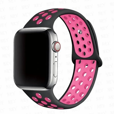 Sportreim Kompatibel med 45 mm 49 mm 44 mm 40 mm 41 mm 42 mm Silikonarmbånd correa iWatch Ultra 2 Series 9 8 SE 7 6 5 4 3 Svart rosa 15 S-M