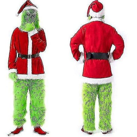 The Grinch Costume Christmas Cosplay Adult Tomte Costume Outfits Set + Mask