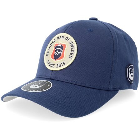 Bearded Man - Blå flexfit Keps - Bm Of Sweden Wooly Combed Navy Flexfit @ Hatstore