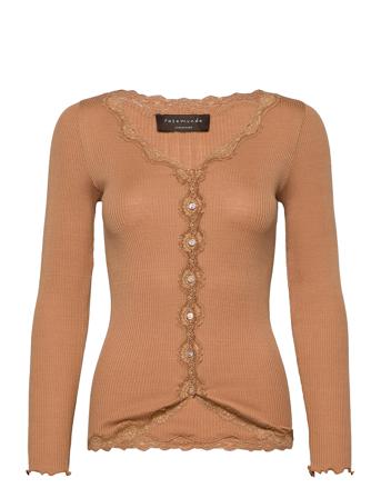 Silk Cardigan W/ Lace Orange Rosemunde