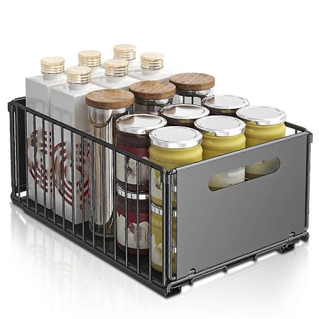 Udtræks køkkenopbevaringsstativ - Køkkenvask hylde skuffeorganisator til krydderiflasker, snacks og mere B