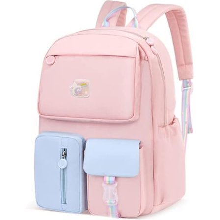1 stk. Børnetaske til søde piger Skolerygsæk | Vandafvisende | Baglomme | Rygsække til grundskolen Pink