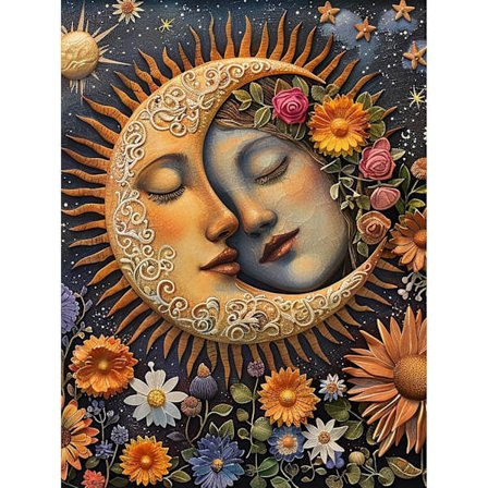 Måne Diamant Maleri Sæt til Voksne, DIY Diamant Kunst Maleri Rund Fuld Bor 30x40cm, 5D Diamant Prikker Kunst til Begyndere Hjem Vægdekoration