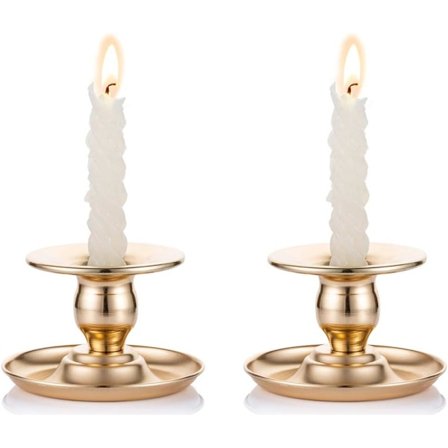 Sæt med 2 Gyldne Messing Metal Candelabra Lysestager til Lys