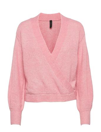 Yasagate Ls Wrap Knit Pullover S. Pink YAS