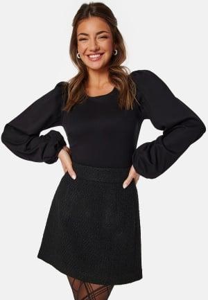 BUBBLEROOM Idalina Puff Sleeve Top L Black Pitkähihaiset t-paidat Dam