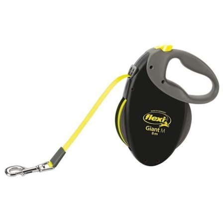TRIXIE flexi GIANT strap koppel - Storlek M - 8m - Svart och fluorescerande gul