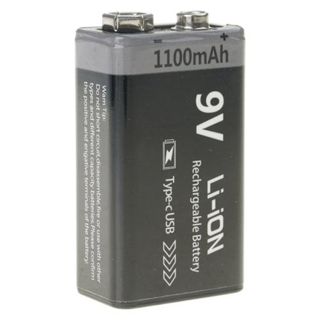 Type C 9V 6F22 Litiumbatteri 800/1100mAh Oppladbart Perfekt for Alarmer