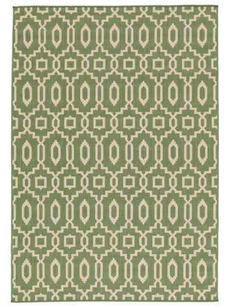 Binnen-/Buitenkleed Geometrisch Wasbaar Zellige Vloerkleed - Groen/Beige 200X300 In Klassieke Stijl