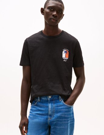 Tommy Hilfiger Palm Tree Label Tee - Black - S