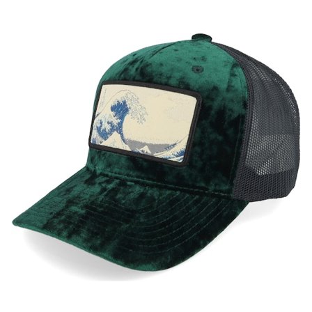 Iconic - Grön trucker Keps - The Great Wave Green/Black Velvet Trucker @ Hatstore