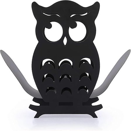Toalettpappershållare Metall Uggla Form Pappersförvaring Hållare för Badrum (Svart)