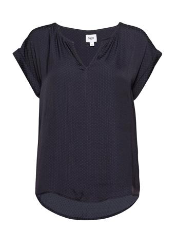 P1326, Top With Fabric Dots Blouses Short-sleeved Blå Saint Tropez