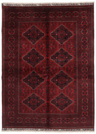 Handgeknüpft Kunduz Teppich 149X196 Schwarz/Dunkelrot