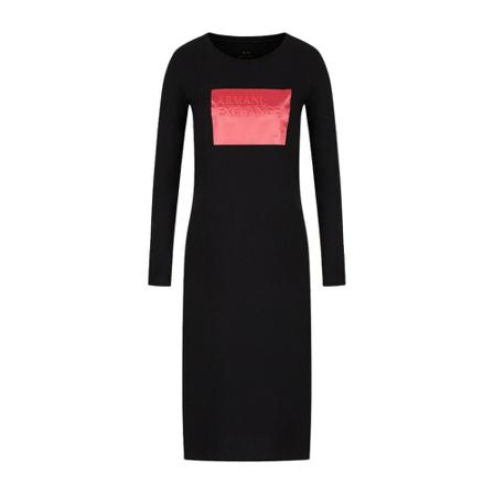 Armani Exchange, Midi Dress Zwart, Dames, Maat:S,Cotton