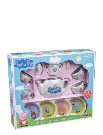 Peppa Pig - Porcelain Tea Set Toys Toy Kitchen & Accessories Coffee & Tee Sets Lyserød Gurli Gris