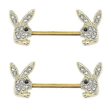 1 Par Søde Kanin Brystvorte Piercing Ringe Rustfrit Stål Bar Brystvorte Piercing Tegneserie Kanin Bryst Stud Krops Smykker