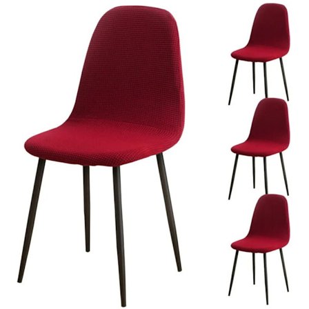 Set med 4 Bourgogne Stretch Spandex Jacquard Matstolsöverdrag