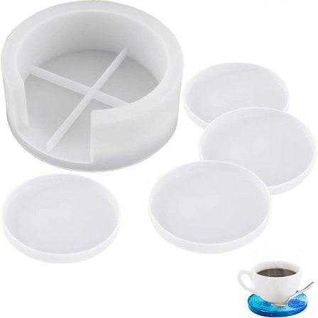 Rund Brikkeform i Resin, 5 Deler Silikon Brikkeform Sett, DIY Brikkeform Sett for Å Lage Brikker DIY Hjemmedekorasjon