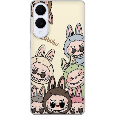 Kompatibel Mobilcover til Samsung Galaxy S25 Edge Monster kanin dukke med blomsterkrans vinylfigur