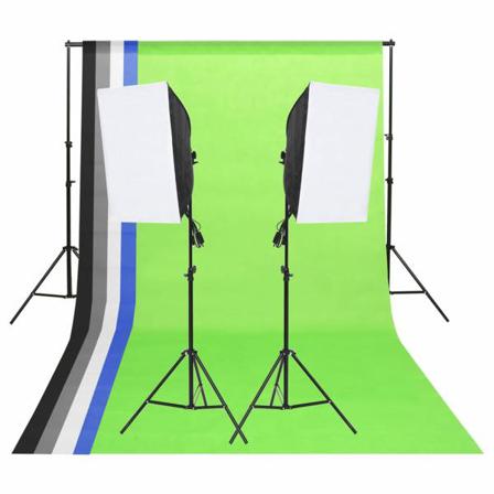 Vidaxl Studiobelysning Med Bakgrunder & Softboxar Vit