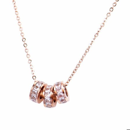 Dame Guld og Sølv Halskæde Mode Dame 3 Ring Vedhæng Halskæde Håndlavet Udsøgt Gave Par Halskæde