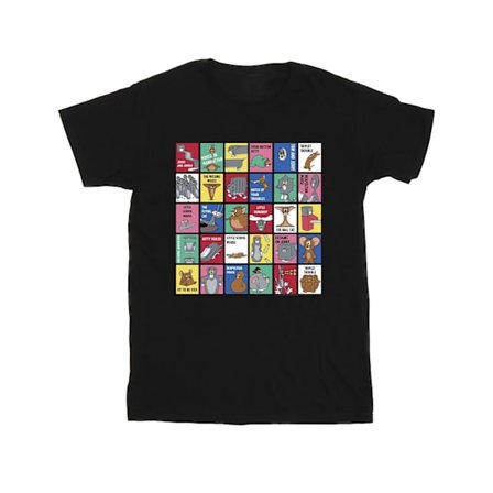 Tom And Jerry Boys Grid Squares T-Shirt 5-6 år Svart