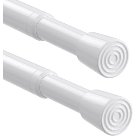 Spennstang 80-150cm 2-pakning Utrekkbare gardinstenger Ingen boring Hvite fjærstenger Nettgardinstang Justerbar dusjgardinstang Spennstang