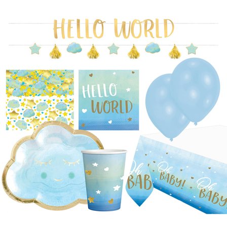 Babyshower Set Blå/Guld 46-pack