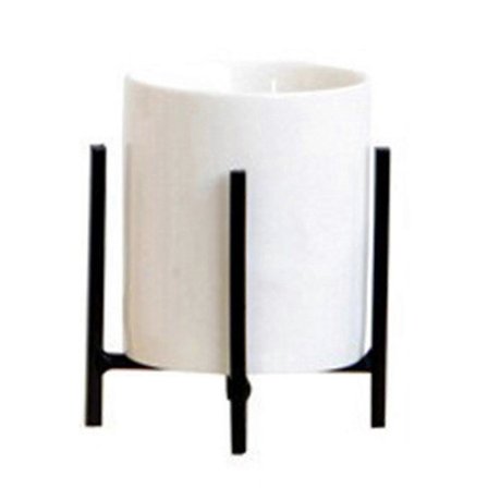 Saftig Blomsterpotte med Stativ Keramikk Nordisk Stil Flerbruks Hjemmekontor Skrivebord Blyantholder med Metallramme Leppestift Sminkekost Organizer 