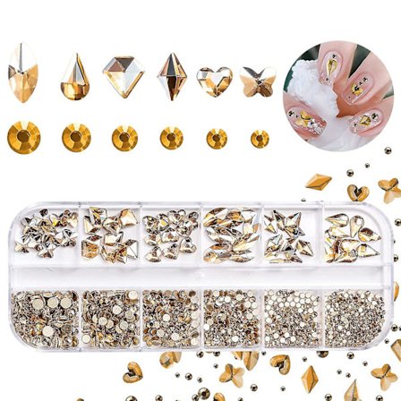 Nagelkonst Rhinestones, Multi Shapes Glas Kristall Ab Rhinestones, 3d Flatback Kristaller Diamanter Nagelstenar För Nagelkonst Hantverk (Champagne 