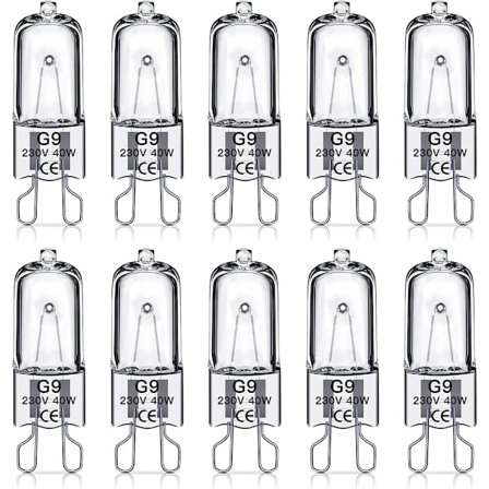 G9 Halogenpærer 40W, 230V, 10-pakning