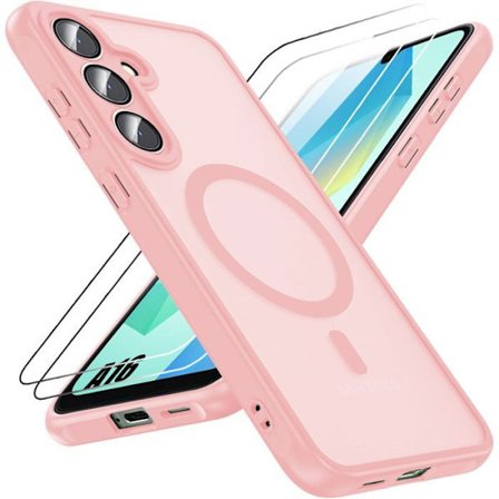 Beskyttelsescover - BOOLING - til Samsung Galaxy A16 4G/5G - Rosa - 2 hærdede glas - Stødabsorberende