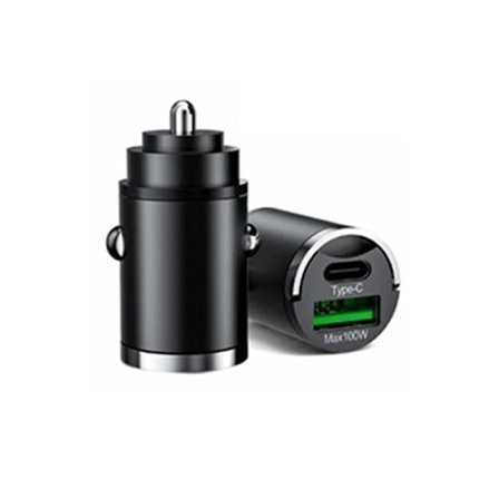 1 st Universal Bil Cigarettändare Laddare 100W Max Snabbladdning Dubbla Portar USB Telefonladdningsadapter för IPhone Xiaomi Huawei
