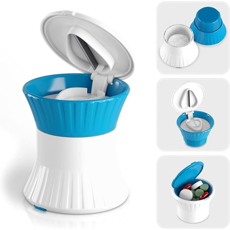 Pilleknuser Cutter Splitter Grinder - Pilleknuser Pulverizer - Tabletkutter med lille pilleæskebeholder - Pillebryder Slicer Chopper Divider
