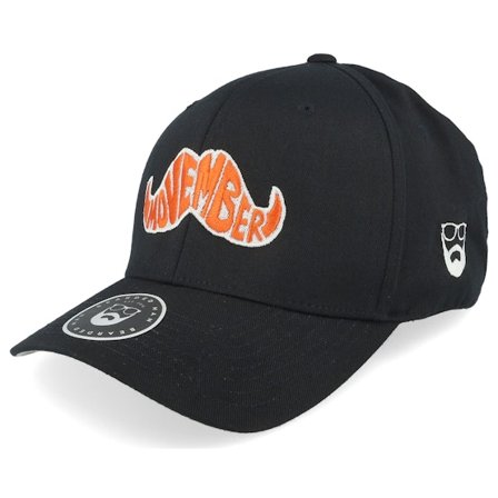 Bearded Man - Schwarz flexfit Cap - Movember Typo Black Flexfit @ Hatstore