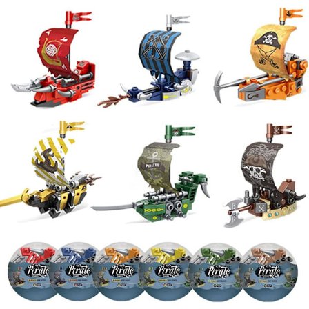 6 stk Piratskip Puslespillblokker, Påskeegg Fylt Med Leke DIY